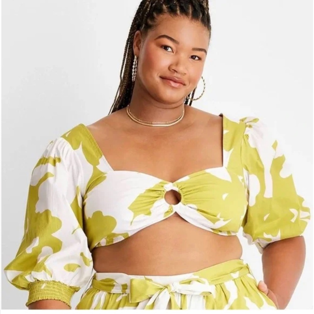Future Collective Yellow and White Crop Top